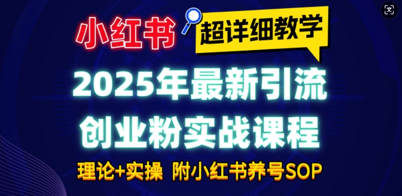 2025年最新小红书引流创业粉实战课程【超详细教学】小白轻松上手，月入1W+，附小红书养号SOP-我爱自学网