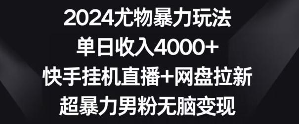 2024尤物暴力玩法，单日收入4000+，快手挂机直播+网盘拉新，超暴力男粉无脑变现【揭秘】-我爱自学网
