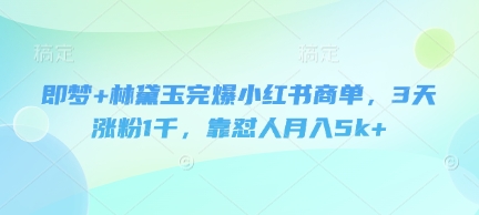 即梦+林黛玉完爆小红书商单，3天涨粉1千，靠怼人月入5k+-我爱自学网