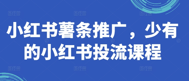 小红书薯条推广，少有的小红书投流课程-我爱自学网