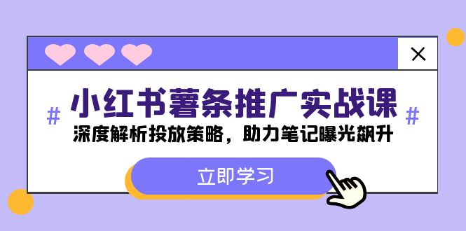 小红书-薯条推广实战课：深度解析投放策略，助力笔记曝光飙升-我爱自学网