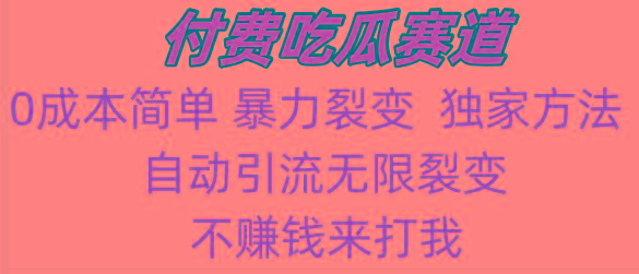 吃瓜付费赛道，暴力无限裂变，0成本，实测日入700+！！！-我爱自学网