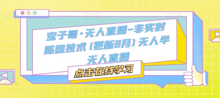 宝子哥·无人直播-非实时防风技术(更新8月)无人半无人直播-我爱自学网