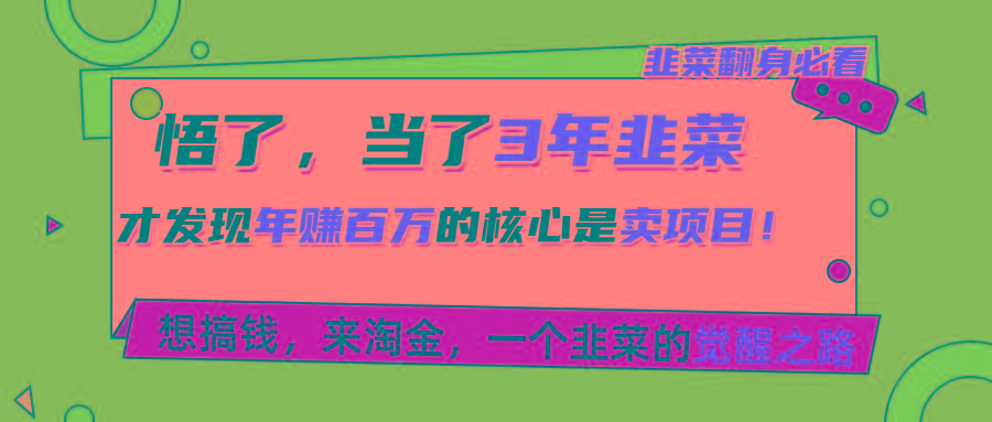 悟了，当了3年韭菜，才发现网赚圈年赚100万的核心是卖项目，含泪分享！-我爱自学网