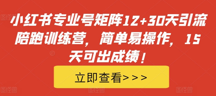 小红书专业号矩阵12+30天引流陪跑训练营，简单易操作，15天可出成绩!-我爱自学网