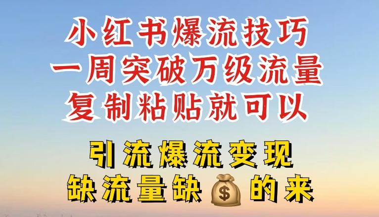 小红书爆流技巧，一周突破万级流量，复制粘贴就可以，引流爆流变现【揭秘】-我爱自学网