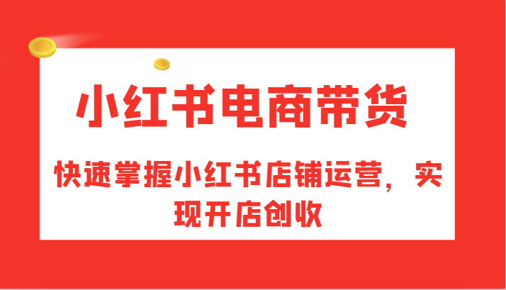 小红书电商带货，快速掌握小红书店铺运营，实现开店创收-我爱自学网