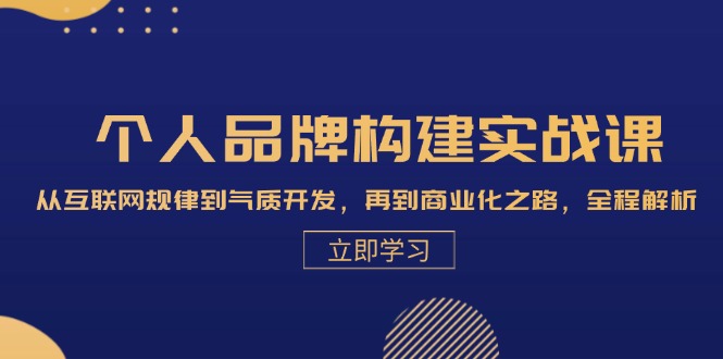 个人品牌构建实战课：从互联网规律到气质开发，再到商业化之路，全程解析-我爱自学网