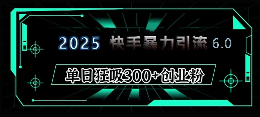 2025年快手6.0保姆级教程震撼来袭，单日狂吸300+精准创业粉-我爱自学网