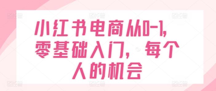 小红书电商从0-1，零基础入门，每个人的机会-我爱自学网