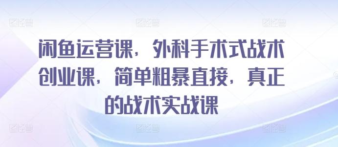 闲鱼运营课，外科手术式战术创业课，简单粗暴直接，真正的战术实战课-我爱自学网