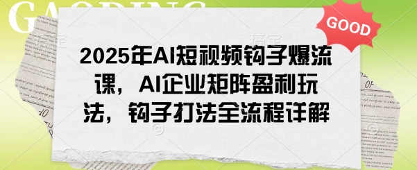 2025年AI短视频钩子爆流课，AI企业矩阵盈利玩法，钩子打法全流程详解-我爱自学网