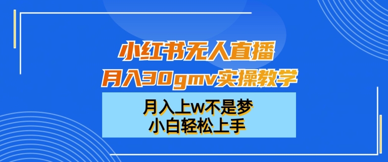 小红书无人直播月入30gmv实操教学，月入上w不是梦，小白轻松上手【揭秘】-我爱自学网
