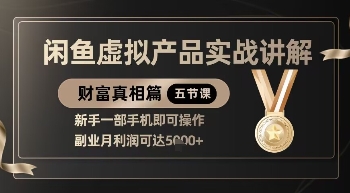 精品！闲鱼虚拟产品实战讲解，新手一部手机即可操作，副业月利润可达5k+-我爱自学网