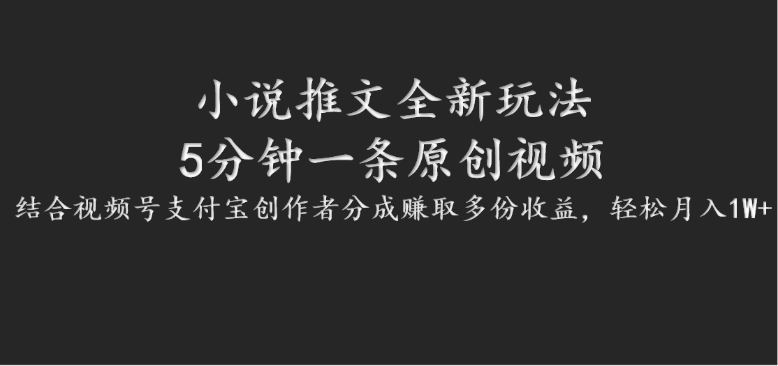 小说推文全新玩法，5分钟一条原创视频，结合视频号支付宝创作者分成赚取多份收益-我爱自学网