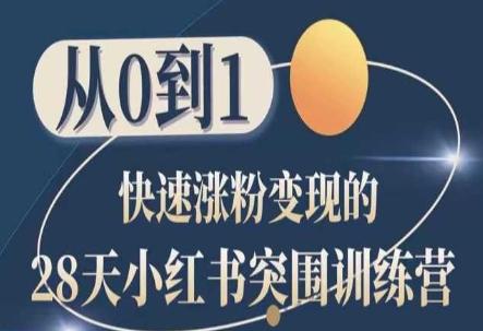 28天小红书突围训练营，从0到1快速涨粉变现-我爱自学网