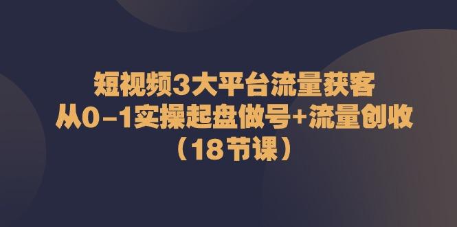 短视频3大平台流量获客：从0-1实操起盘做号+流量创收(18节课)-我爱自学网
