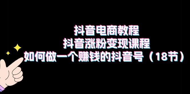 抖音电商教程：抖音涨粉变现课程：如何做一个赚钱的抖音号(18节-我爱自学网