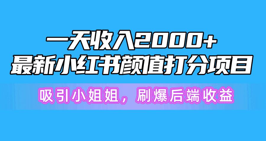 一天收入2000+，最新小红书颜值打分项目，吸引小姐姐，刷爆后端收益-我爱自学网