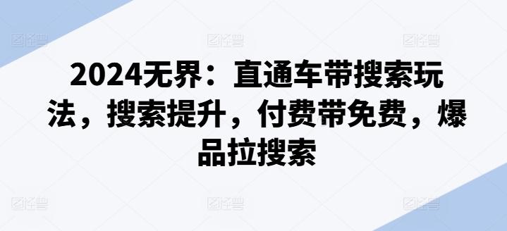 2024无界：直通车带搜索玩法，搜索提升，付费带免费，爆品拉搜索-我爱自学网
