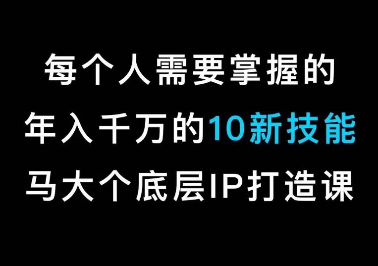 马大个的IP底层逻辑课，​每个人需要掌握的年入千万的10新技能，约会底层IP打造方法！-我爱自学网