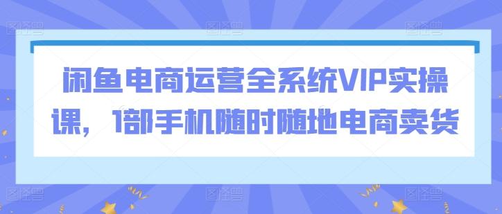 闲鱼电商运营全系统VIP实操课，1部手机随时随地电商卖货-我爱自学网