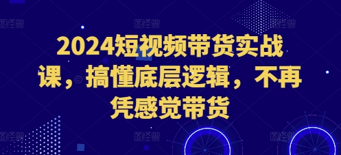 2024短视频带货实战课，搞懂底层逻辑，不再凭感觉带货-我爱自学网