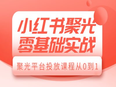 小红书聚光零基础实战，聚光平台投放课程从0到1-我爱自学网