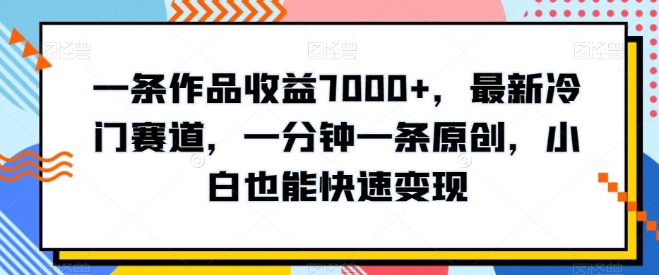 一条作品收益7000+，最新冷门赛道，一分钟一条原创，小白也能快速变现-我爱自学网