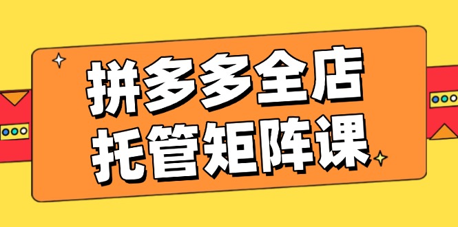 拼多多全店托管矩阵课，盈利动销玩法，高效计划设置，提升店铺效益-我爱自学网