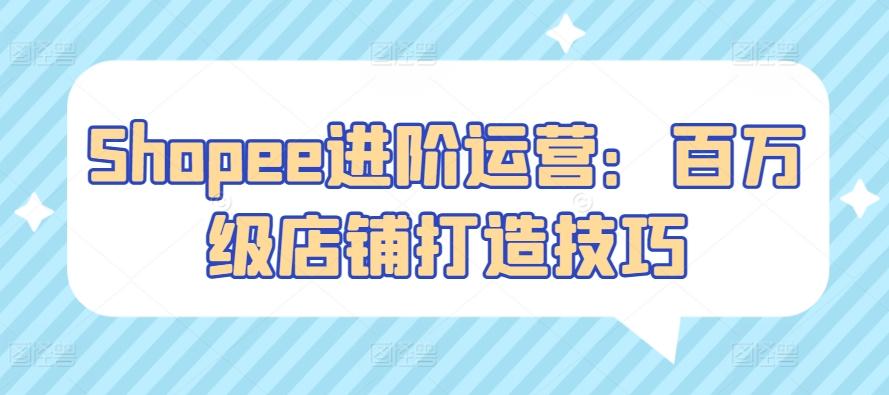 Shopee进阶运营：百万级店铺打造技巧-我爱自学网