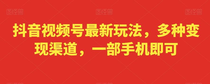 抖音视频号最新玩法，多种变现渠道，一部手机即可-我爱自学网