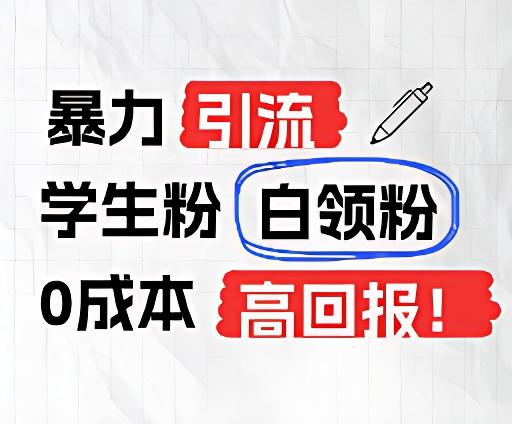 暴力引流学生粉白领粉，吊打以往垃圾玩法，0成本，高回报-我爱自学网