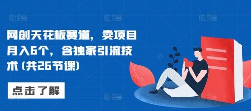 网创天花板赛道，卖项目月入6个，含独家引流技术(共26节课)-我爱自学网