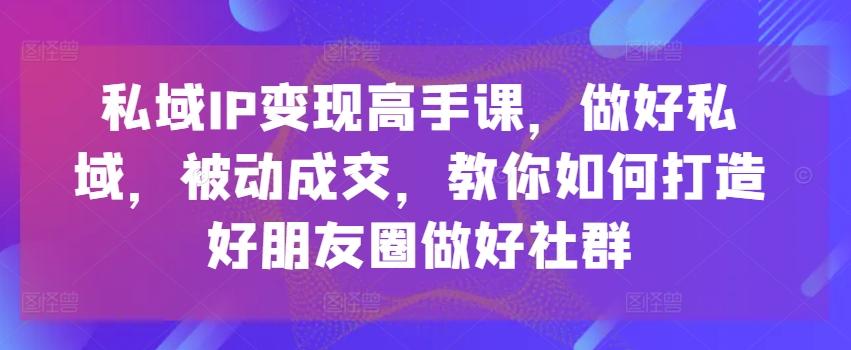 私域IP变现高手课，做好私域，被动成交，教你如何打造好朋友圈做好社群-我爱自学网