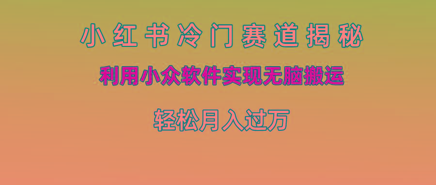 小红书冷门赛道揭秘,利用小众软件实现无脑搬运，轻松月入过万-我爱自学网