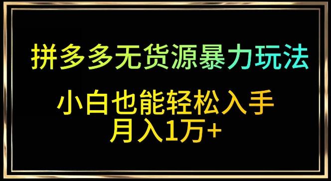 拼多多无货源暴力玩法，全程干货，小白也能轻松入手，月入1万+【揭秘】-我爱自学网