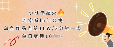 小红书超火的治愈系loft公寓，单条作品点赞16W，3分钟一条，单日变现数张-我爱自学网