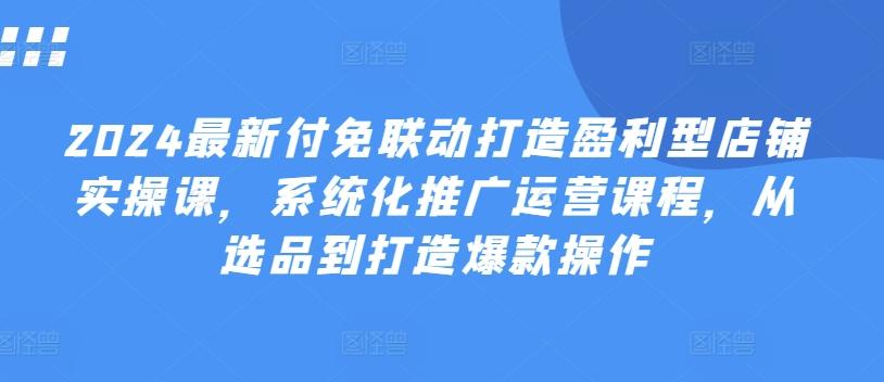 2024最新付免联动打造盈利型店铺实操课，​系统化推广运营课程，从选品到打造爆款操作-我爱自学网