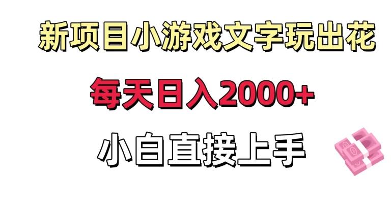 新项目小游戏文字玩出花日入2000+，每天只需一小时，小白直接上手【揭秘】-我爱自学网