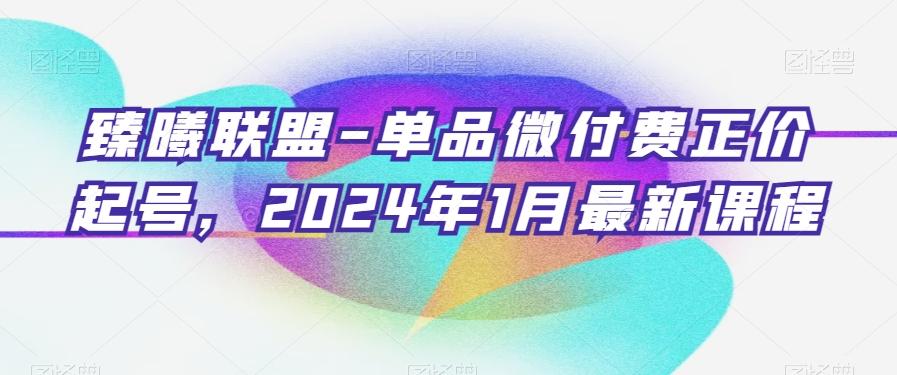 臻曦联盟-单品微付费正价起号，2024年1月最新课程-我爱自学网