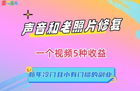 声音和老照片修复，一个视频5种收益，新年冷门且小有门槛的副业【揭秘】-我爱自学网