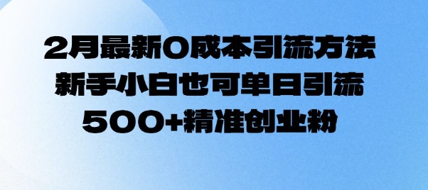 2月最新0成本引流方法，新手小白也可单日引流500+精准创业粉-我爱自学网