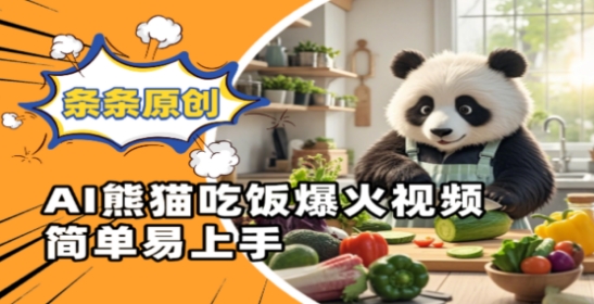 Ai熊猫吃饭爆火视频，条条原创，简单易上手-我爱自学网