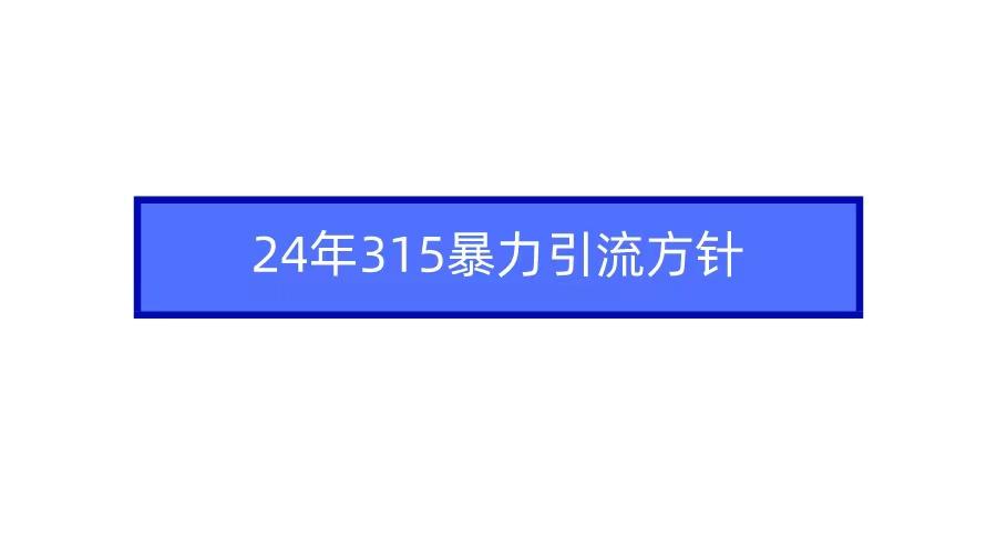 (9398期)2024年315暴力引流方针-我爱自学网