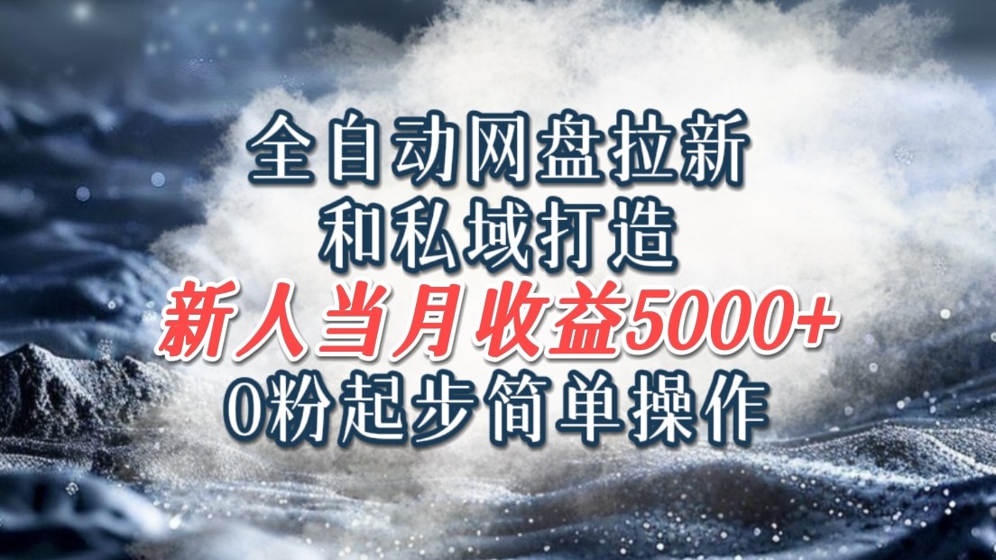 全自动网盘拉新和私域打造，0粉起步简单操作，新人入门当月收益5000以上-我爱自学网