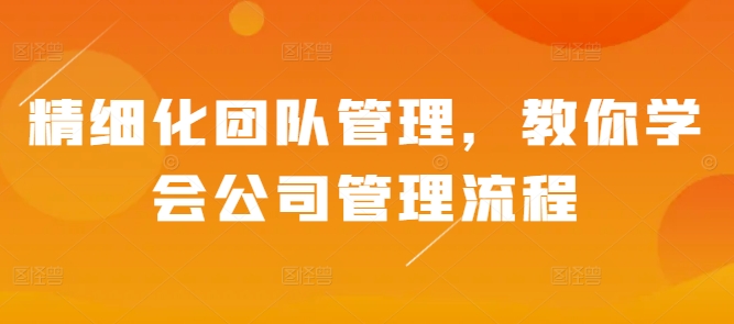 精细化团队管理，教你学会公司管理流程-我爱自学网