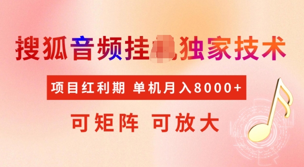 首发搜狐音频挂JI，项目红利期，可矩阵可放大，稳定月入5k【揭秘】-我爱自学网
