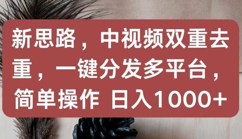 新思路，中视频双重去重，一键分发多平台，简单操作，日入1000+【揭秘】-我爱自学网