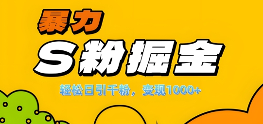 单人单机日引千粉，变现1k+，S粉流量掘金计划攻略【揭秘】-我爱自学网